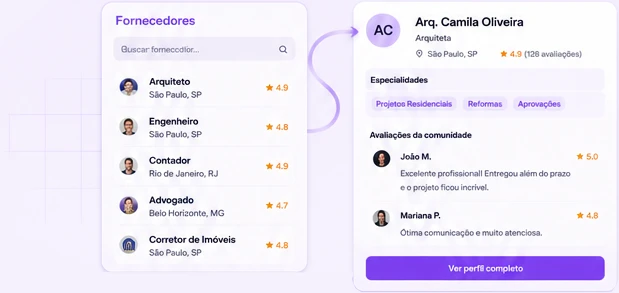 Diretório de fornecedores avaliados pela comunidade
